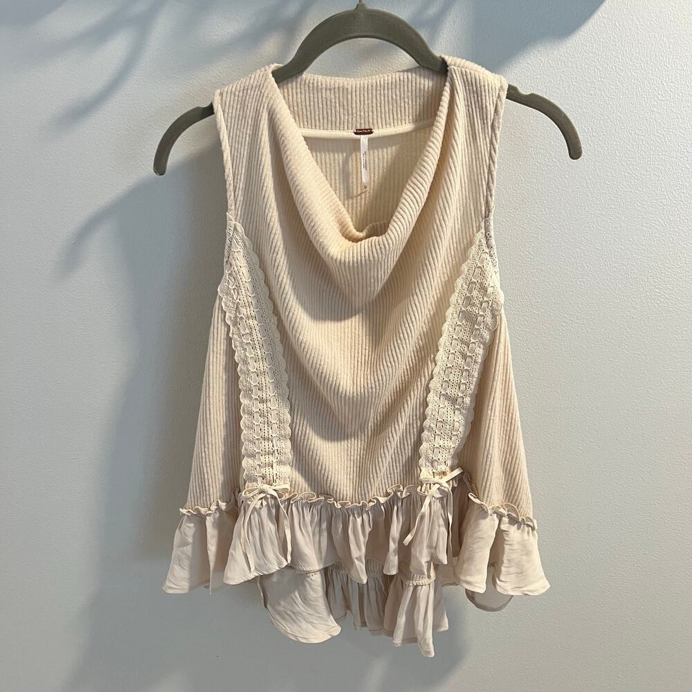 NWT Free People Cream White Swan At The Barre Top Size XS